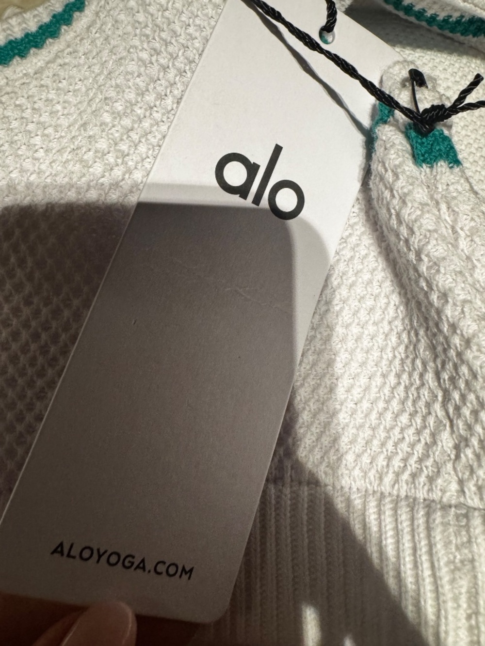 New with tags ALO white knit tennis set top & akirt white green medium 2 piece - Picture 7 of 8